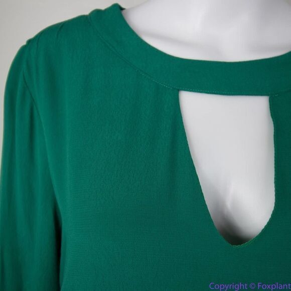 NEW Eloquii emerald green keyhole front ruffle sleeve‎ shift dress, size 18 - Picture 8 of 16